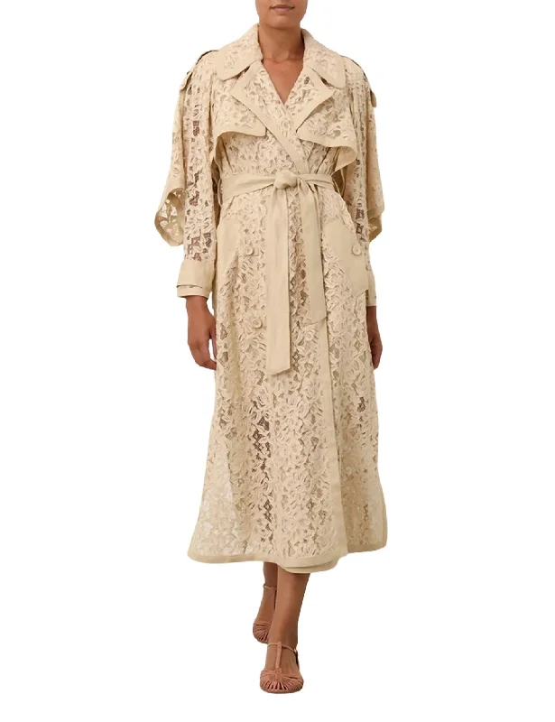 Natura Lace Trench Dress In Tea