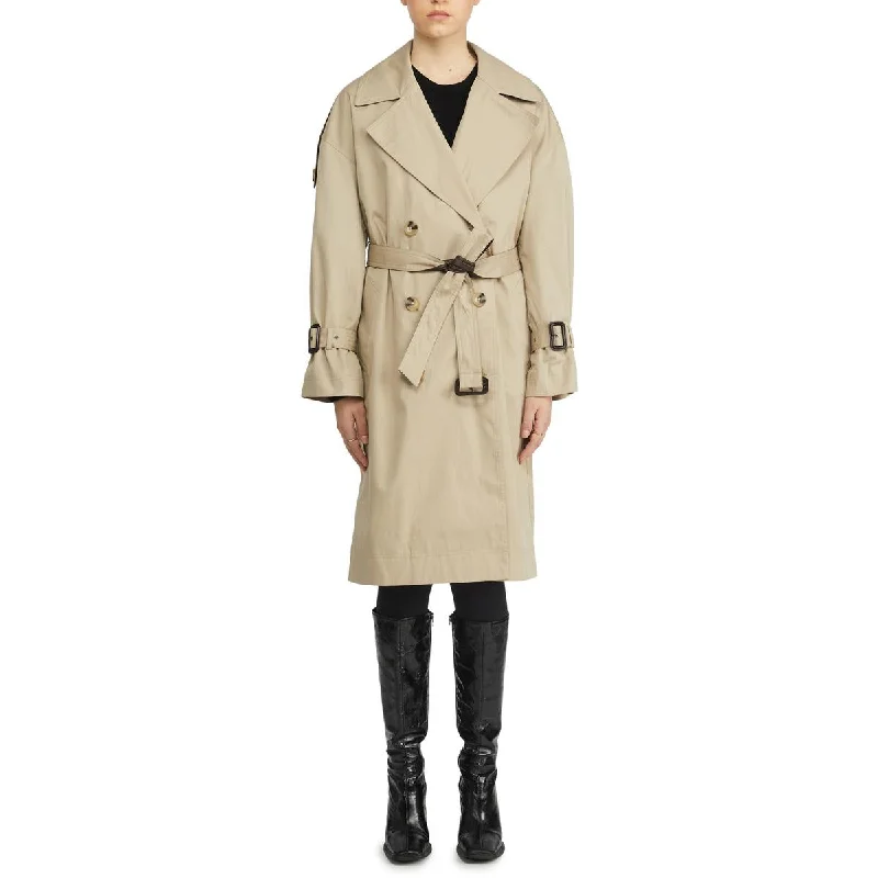 Badgley Mischka Women's Cotton Double Breasted Belted Trench Coat