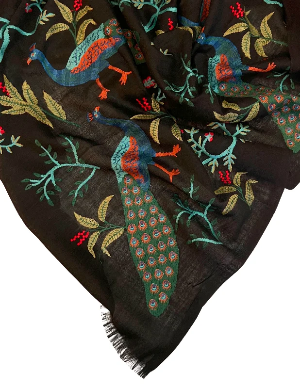 Embroidered Shawl Peacock