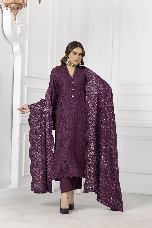 Sofia Khas Winter Linen Embroidered Shawl Dress 01