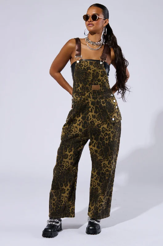 TALLY LEOPARD PRINT OVERALLS