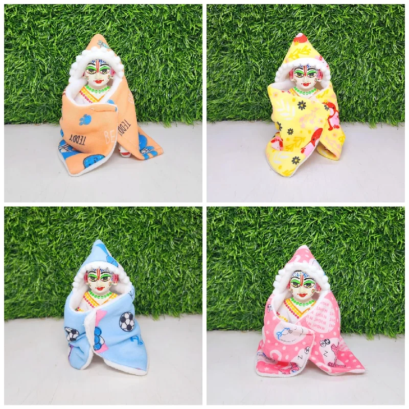 Laddu Gopal ji Nutan Shawl Ponhu Pack of 4 [Random Color]