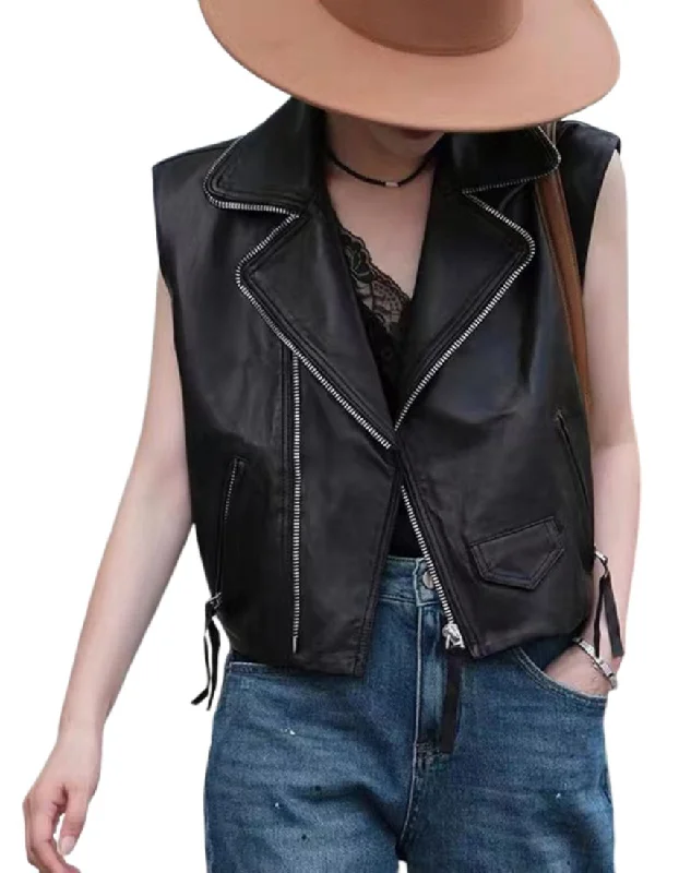 Grâce Black Leather Vest