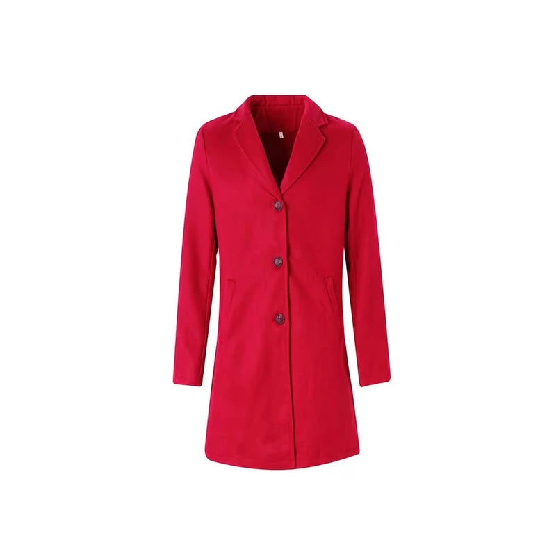 Red Woolen Vintage Long Trench Coat