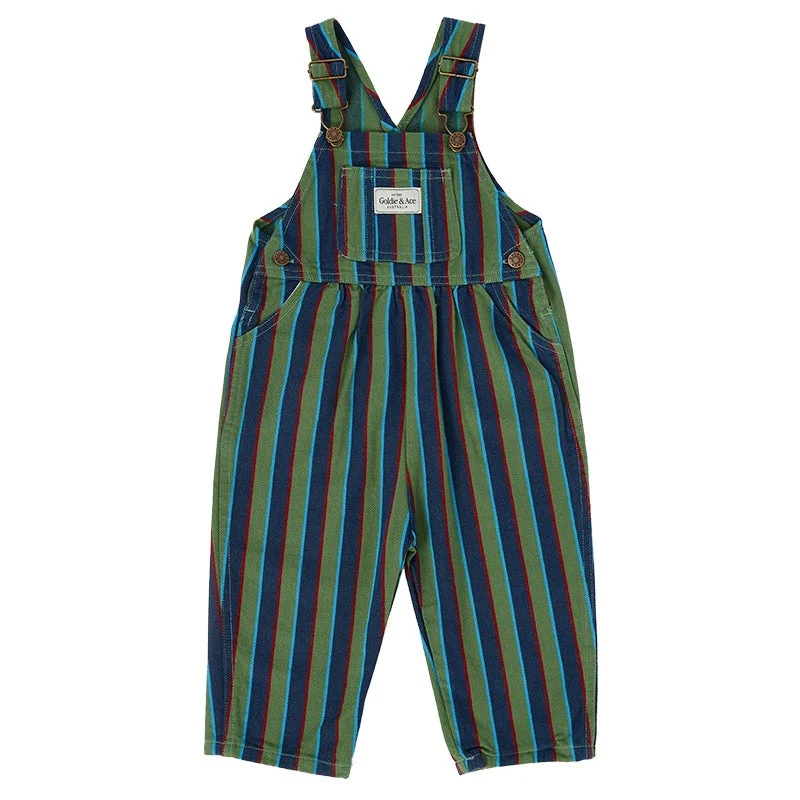 Goldie And Ace Overalls - Heritage Stripe Green/Blue