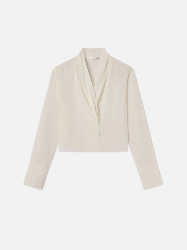 Shawl Collar Blouse -- Cream