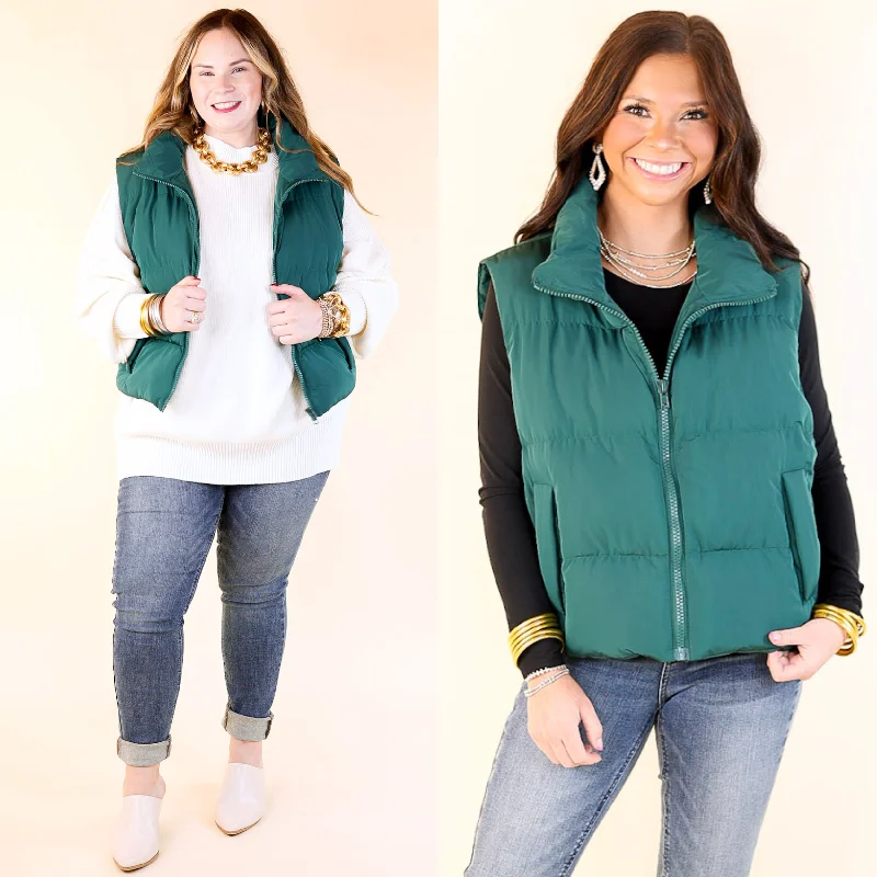 Whispering Pines Puffer Vest in Hunter Green