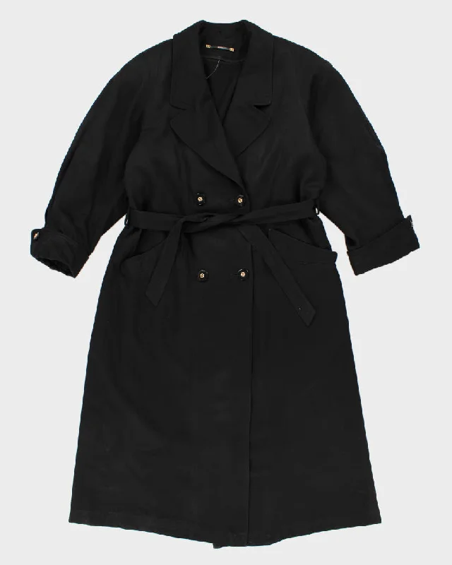 Womens Black Shiff Long Lined Trench Coat - M