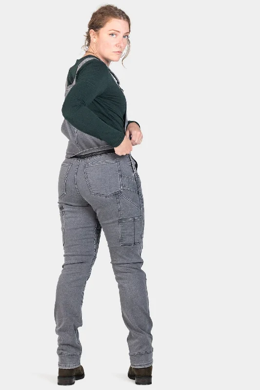 Freshley Drop Seat Overalls in Grey Stretch Thermal Denim