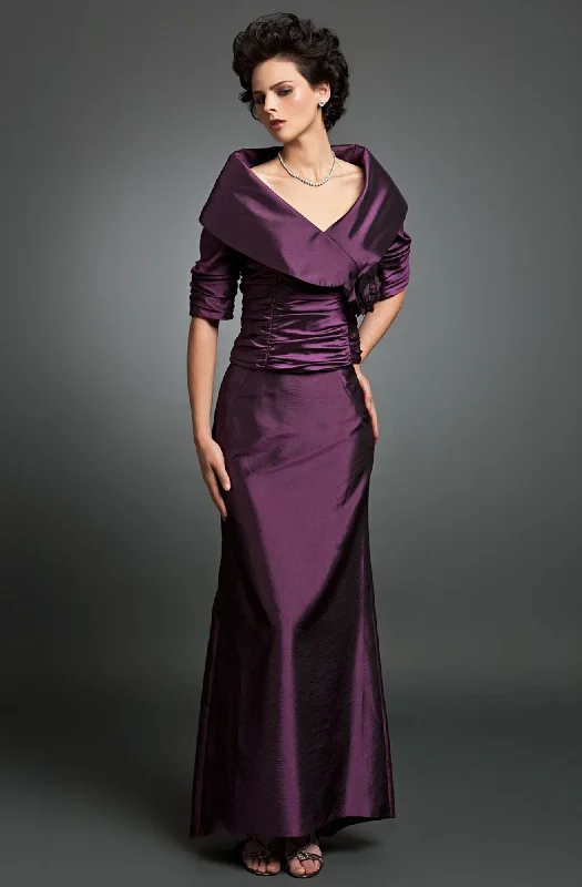 Alexander by Daymor - 232SC Draped Shawl Style Ruched Bodice Dress