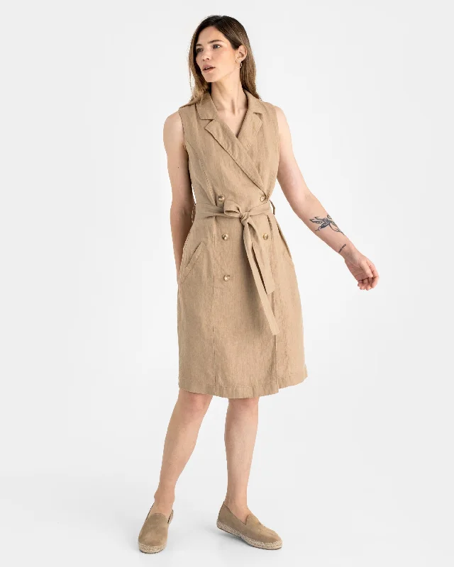 Trench linen dress LISBON in Wheat