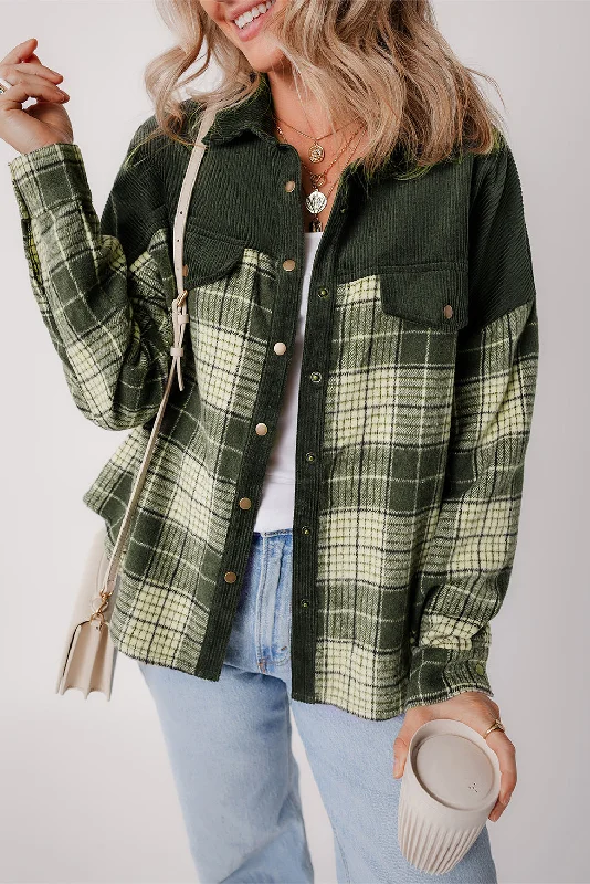 Plaid Zip-Up Hooded Coat with Pockets