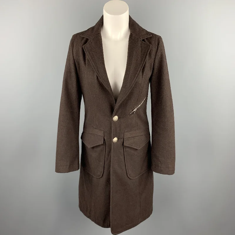 FRANKIE MORELLO Size S Brown Wool Patch Pockets Notch Lapel Coat