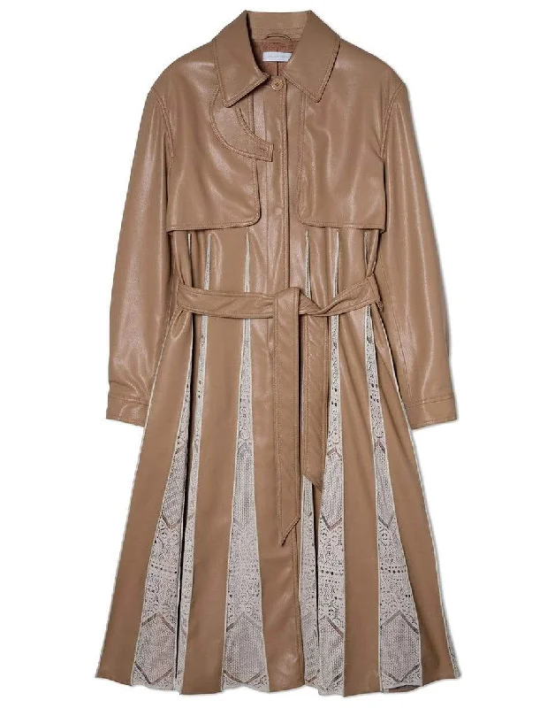 Kya Vegan Leather Knit Trench Coat