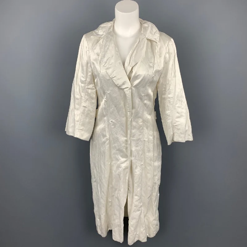 LANVIN Spring 2006 Size 8 Off White Wrinkle Textured Satin Coat