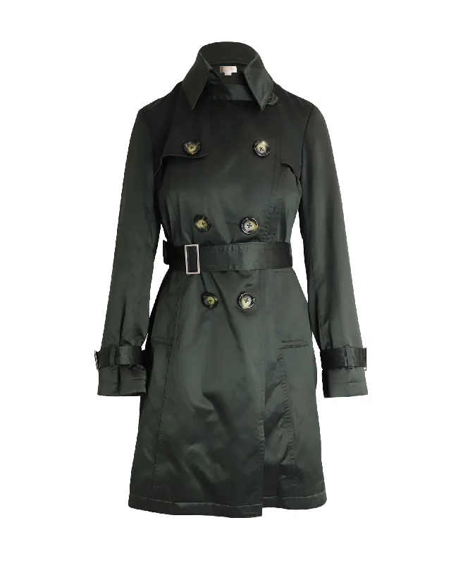 Michael Michael Kors Double-Breasted Trench Coat in Olive Polyester