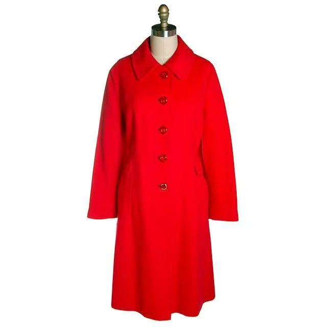 Vintage Lipstick Red Cashmere Coat 1950s Fabulous Pockets 42" Bust