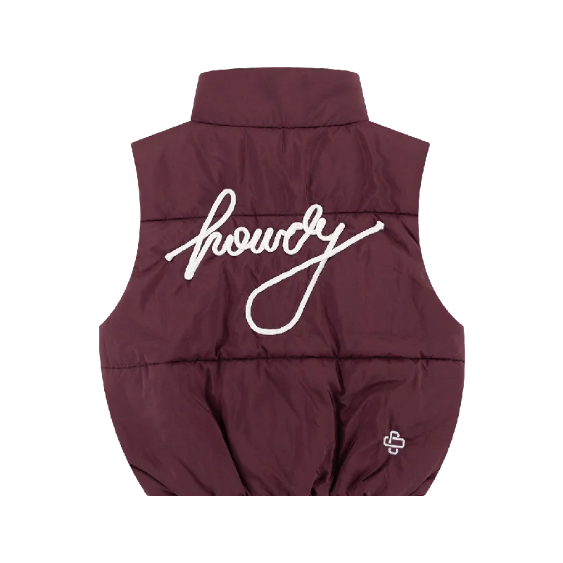 Collegiate Outfitters Maroon Winter Cropped Puffer Vest