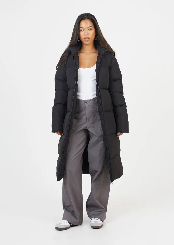 LONG LENGTH PADDED COAT WITH HOOD & ZIP POCKETS