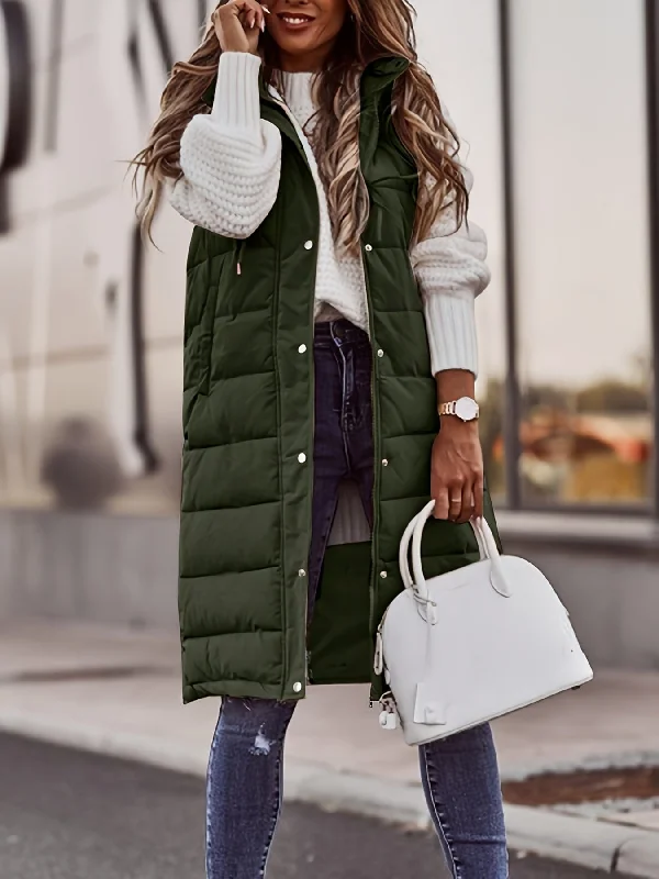 Stylish Sleeveless Hooded Chic Long Vest Coat