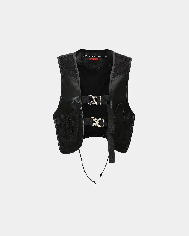 (WOMEN) SINA FAUX-LEATHER VEST awa598w(BLACK)