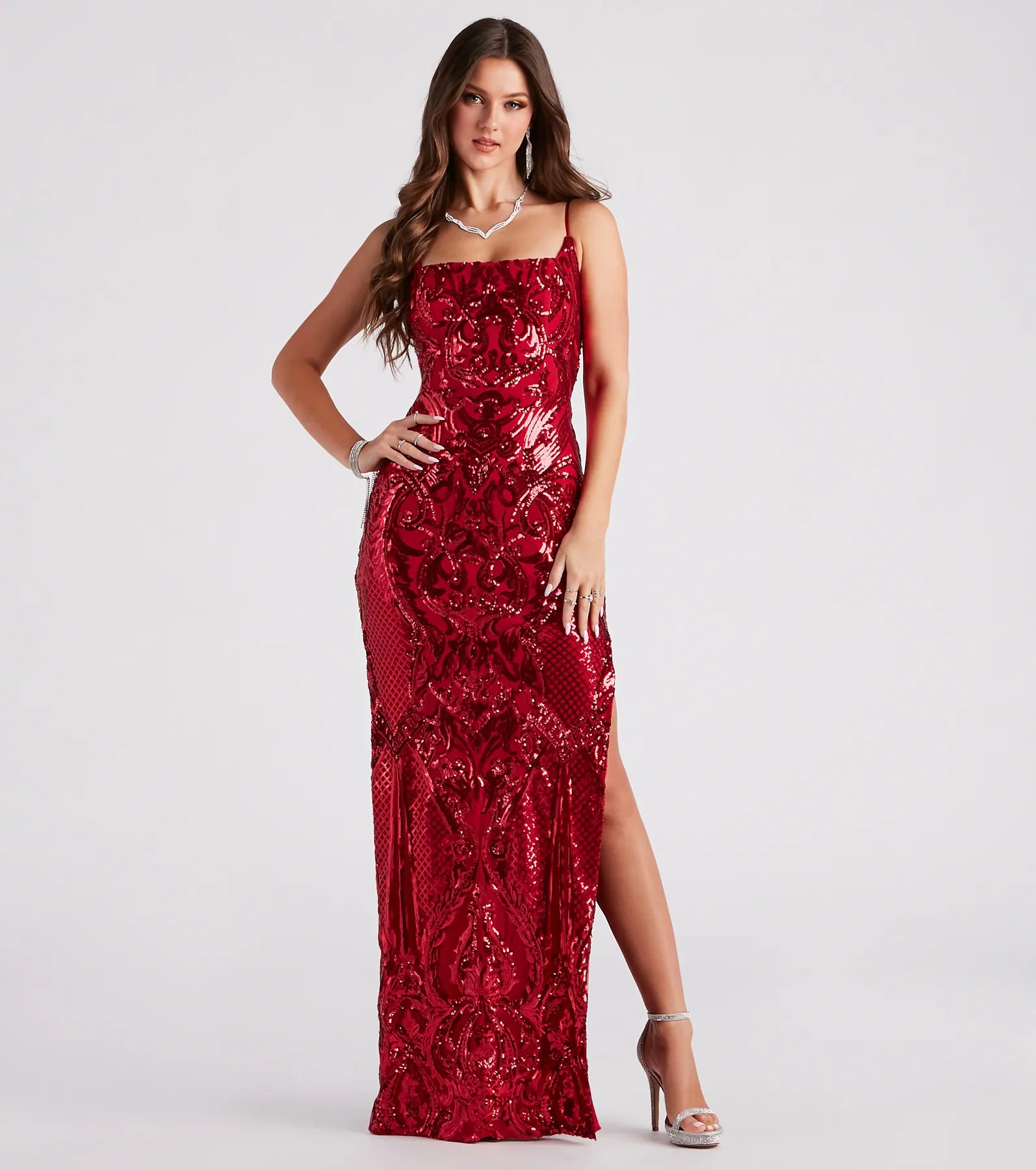 Bethany Formal Sequin Slit Long Dress