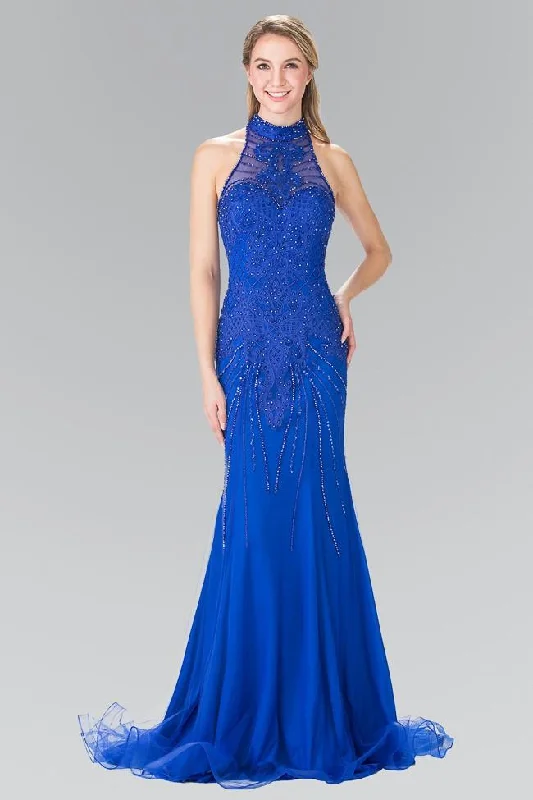 Elizabeth K - GL2263 Sequined Halter Long Dress