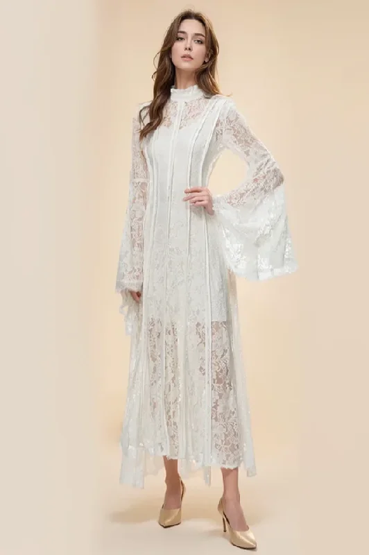 Milena Lace Ruffled Long Dress