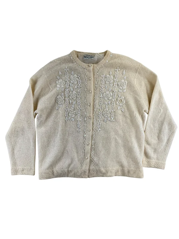 1950s Frederick and Nelson Beaded Lambswool Cardigan XL