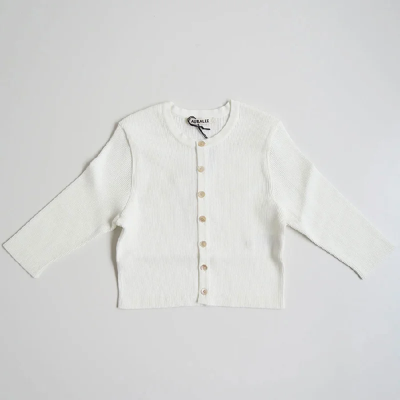 【AURALEE/オーラリー】<br>GIZA HIGH GAUGE RIB KNIT SHORT CARDIGAN <br>A24SC04HR