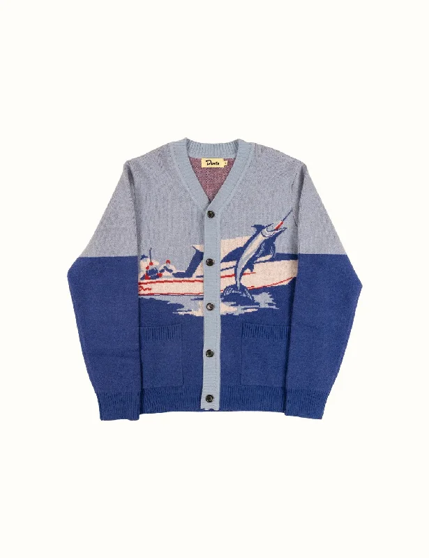 Duvin Deep Sea Marlin Cardigan Sweater - Blue