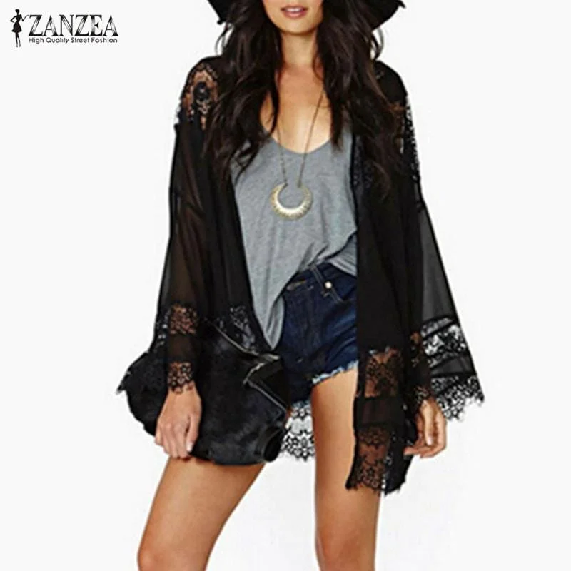 Women Lace and Chiffon kimono Cardigan Top