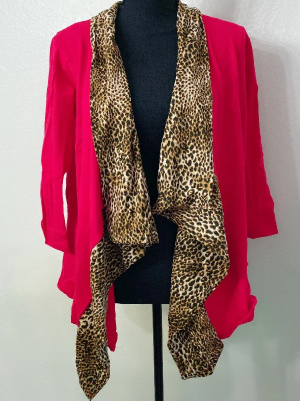 Women's Red Leopard Cardigan